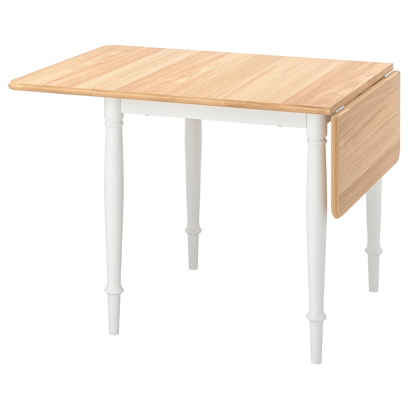 Oakdrop, Drop-leaf table, oak veneer/white, 74/134x80 cm