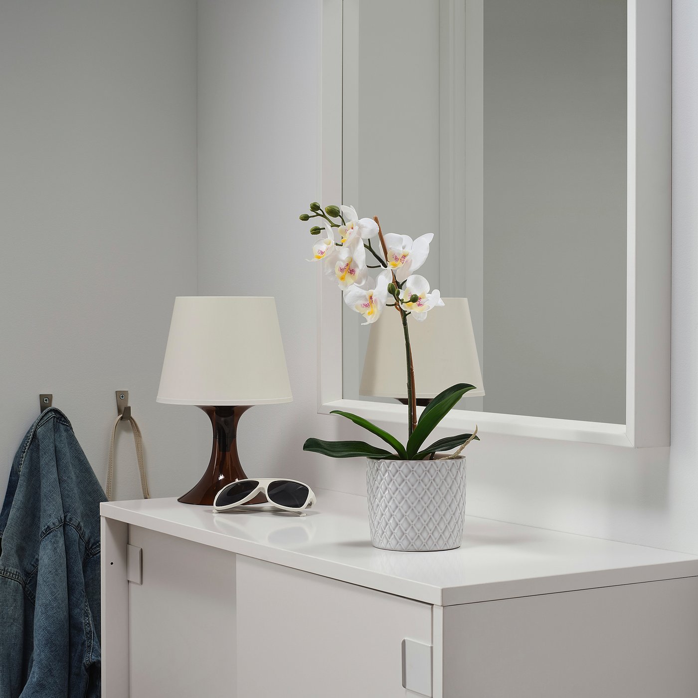 Artificial potted plant, Orchid white, 9 cm - Image 2