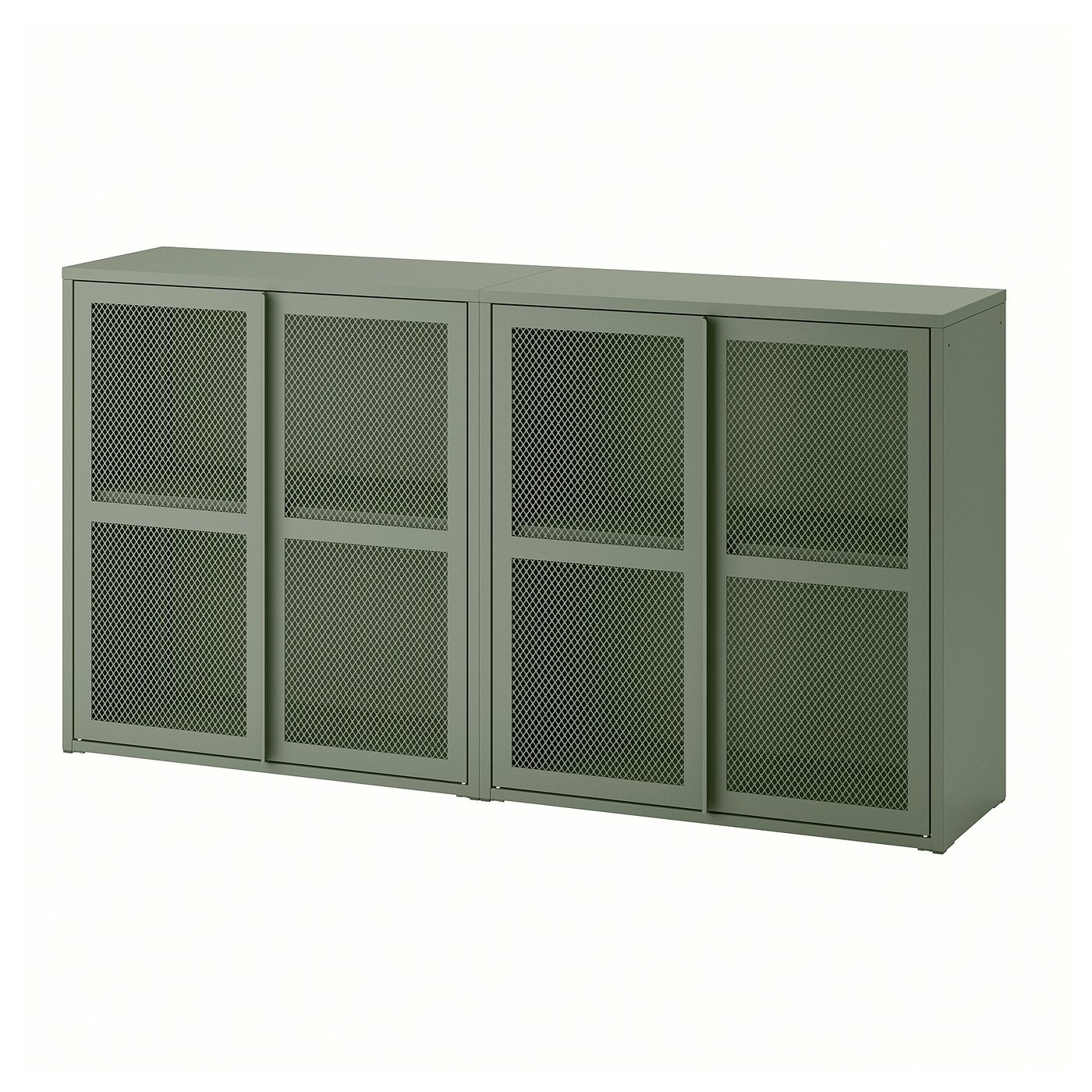 Meshblend, Cabinet with doors, grey-green mesh, 160x30x83 cm