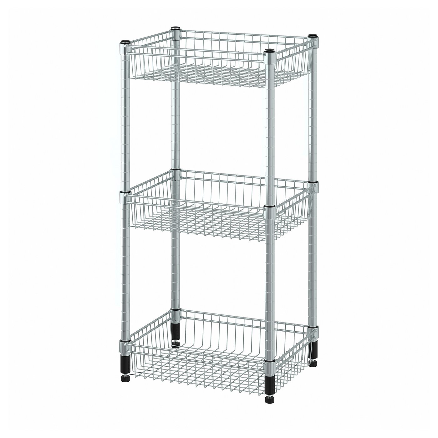 Basketsteel, Shelving unit with 3 baskets, galvanised, 46x36x94 cm