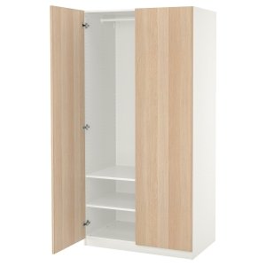 Oaklight, Wardrobe, white/white stained oak effect, 100x60x201 cm