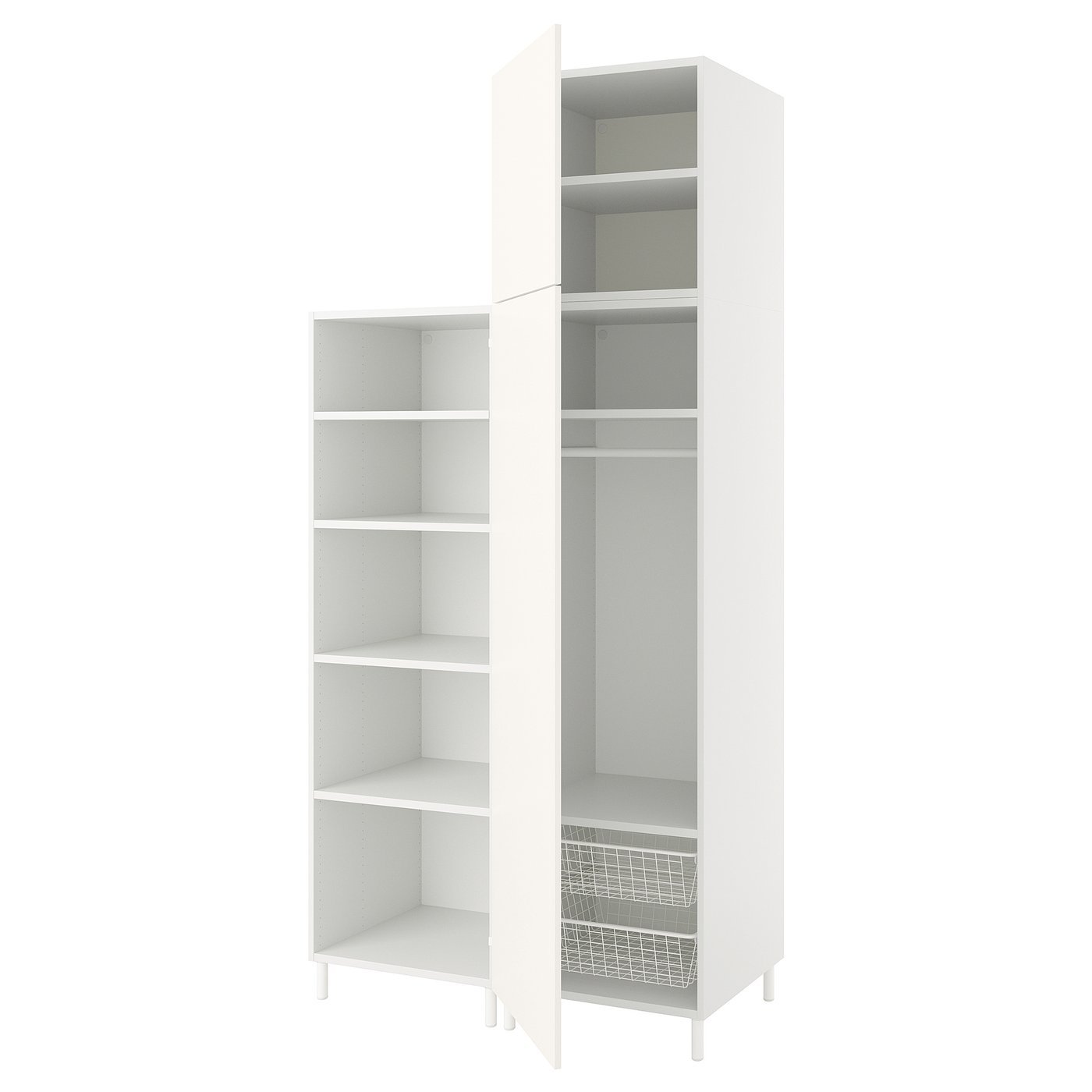 Fonnes Tall, Wardrobe with 2 doors, white/Fonnes white, 120x57x251 cm